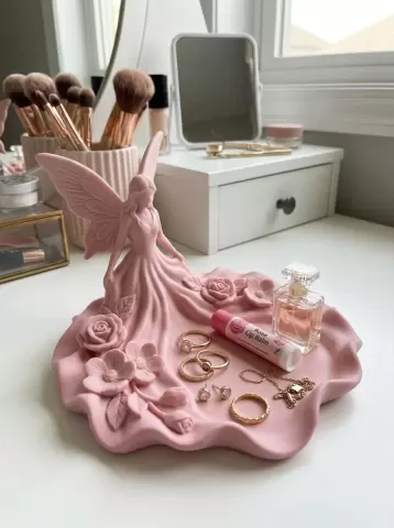 Fairy Goddess Floral Catchall Bowl - Sculptural Fantasy Jewelry Tray