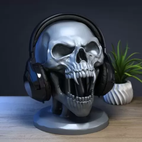 Scream skull Headphone Stand, Cyborg Headset Stand, Perfect Gamer Gift, Sci-Fi Fans Gift, Skull scream human Headphone Holder a386 (3)