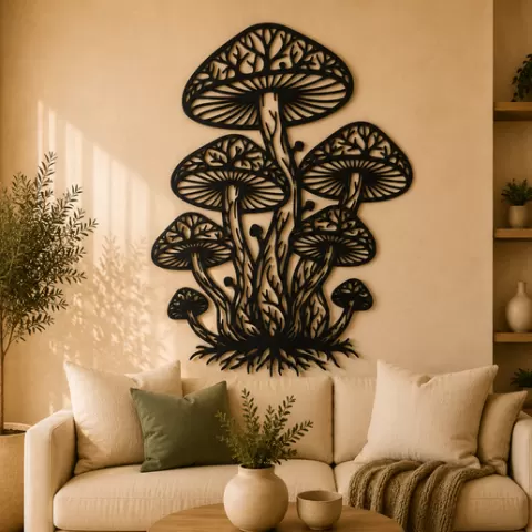 Fantasy Forest Mushrooms 2D Wall Art