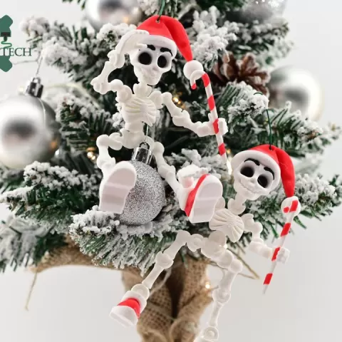 Cobotech Posable Candy Cane Skeleton Santa Ornament - Unique Christmas Ornaments - Christmas Decor - Cute Skeleton Santa Ornaments by Cobotech