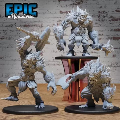 Savage Troll Set / Evil Ogre Warrior / Male Cave Beast / Forest Monster / Giant Humanoid Creature / Woodland Orc Fighter / Siege Servant by Epic-Miniatures