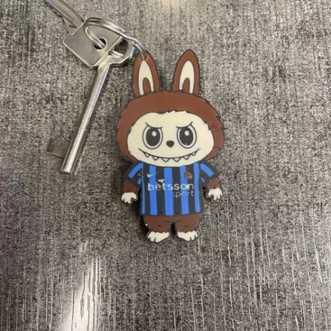 Labubu keychain with Inter mesh