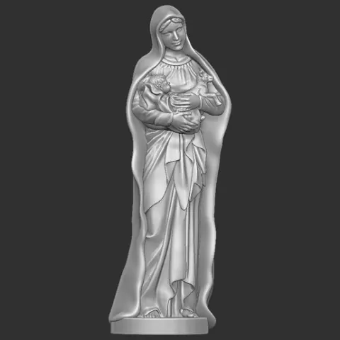 Statue of Virgin Mary holding Baby Jesus and the Lamb 3D print model