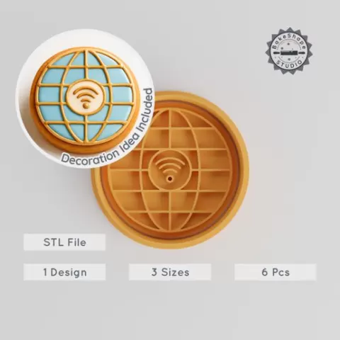 Internet Technology Cutter & Stamp Set, Digital Network Cookie Decor, 6 Piece Data Web Design