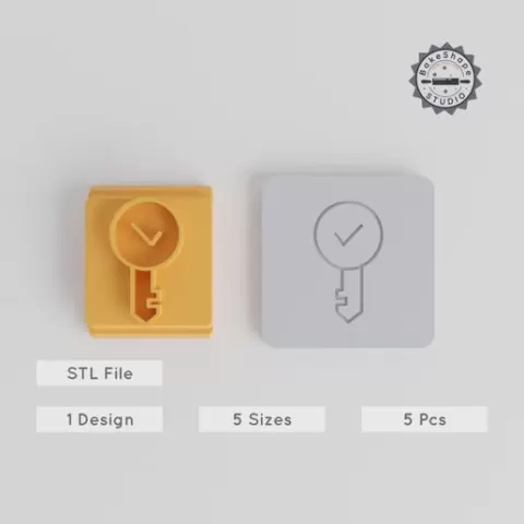 Key Stamp Tile, Set of 5 Sizes, 20-40mm, for Clay, Cookies, Fondant & Soft Materials