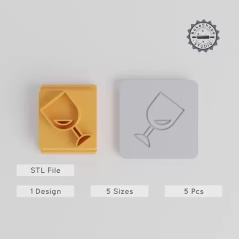 Wine Stamp Tile Set, 5 Motif Sizes, Perfect for Clay, Cookies & Fondant Craft