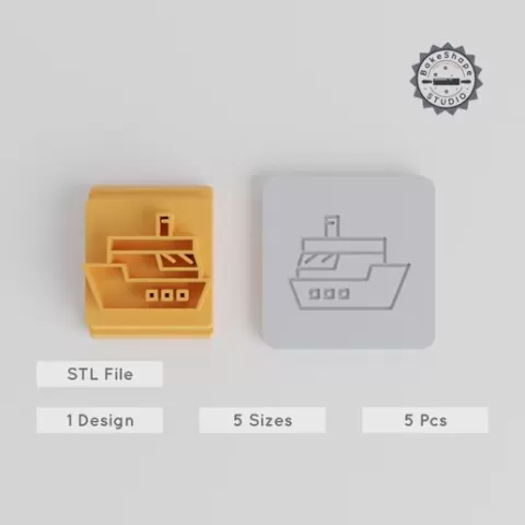 Cruise Stamp Tile Set, 5 Sizes, Perfect for Clay, Cookies & Fondant, Nautical Motif, Ocean Theme 3D Print STL
