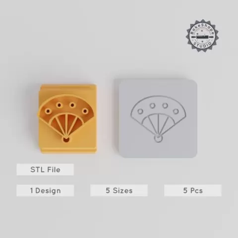 Hand Fan Stamp Tile Set, 5 Sizes, Perfect for Clay, Cookies & Fondant, Festival & Cultural Designs