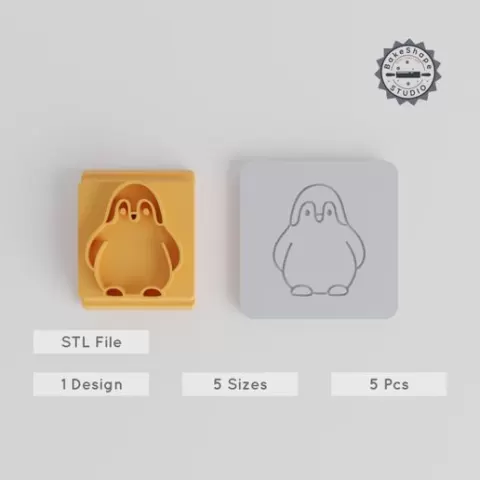 Penguin Stamp Tile Set, 20-40mm, Perfect for Clay, Cookies & Fondant, Wildlife Arctic Bird Design