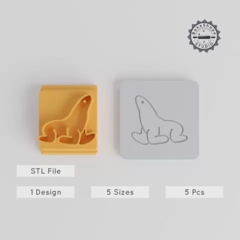 Sea Creatures Stamp Tile Set, 5 Sizes, Perfect for Clay & Cookies, Animal Motif Seals for Fondant & Soft Materials