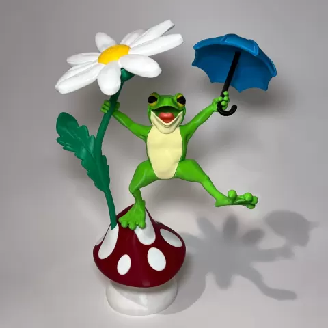 Guardian of the Garden Frog STL | Singing & Dancing Frog on Mushroom | Whimsical Frog Decor | No AMS