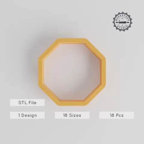 Octagon Shape Cutter Set, 18 Sizes, Perfect for Cookies, Fondant & Clay, Eight Sided Geometric 3D Print Design