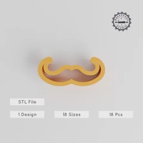 Moustache Shape Cutter Set, 18 Pieces, 0.75"-5", Perfect for Cookies, Fondant & Clay
