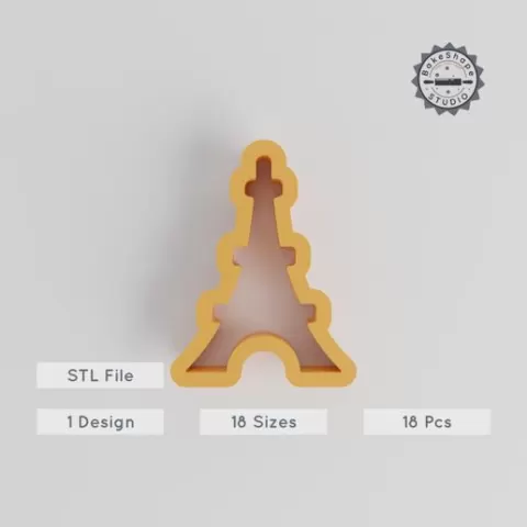 Eiffel Tower Shape Cutter Set, 18 Sizes for Cookies, Fondant & Clay, Parisian Landmark, French Icon Design