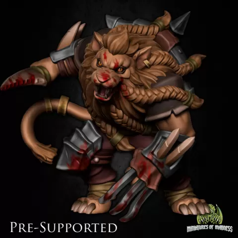 Ranar Catfolk Criminal [PRE-SUPPORTED] Rogue Mercenary Assasin by Miniatures of Madness