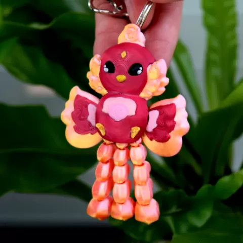 🐦‍🔥 Flexi Phoenix Keychain – Articulated Moving Bird Trinket, No Supports, Print in Place, Fidget Toy