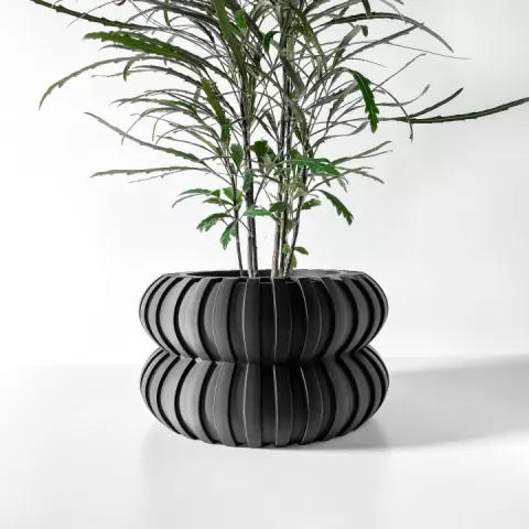 The Wali Planter Pot with Drainage Tray & Stand: Modern and Unique Home Decor for Plants and Succulents | STL File by MODERN MACHINE