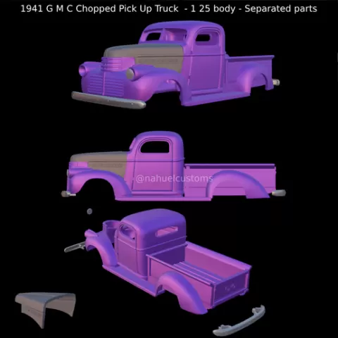 1941 G M C Chopped Pick Up Truck - 1 25 body - Separated parts