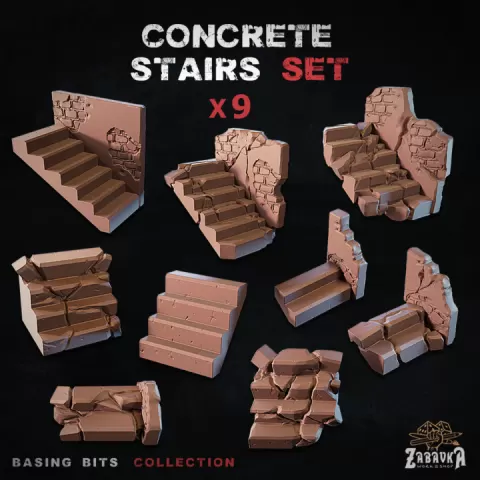Concrete stairs - Basing Bits by Zabavka Workshop