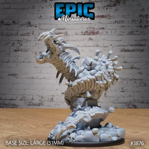 Bone Naga Swirl / Undead Swamp Snake / Evil Skelet Reptile / Serpentine Creature / Zombie Lizard / Skeleton Army / Graveyard Encounter by Epic-Miniatures