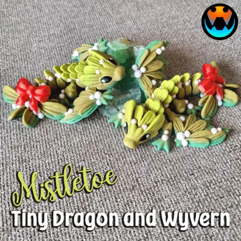 Mistletoe Tiny Dragon and Wyvern by Cinderwing3D