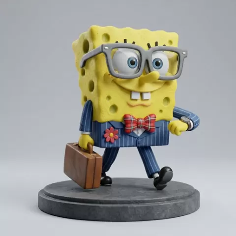 Executive SpongeBob - Stylized Art Toy & Desktop Statue