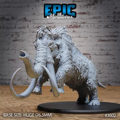 Mammoth Attacking / Arctic Elephant / Tusked Ice Beast / Snow Creature / Frozen Mount Animal / Norse Encounter by Epic-Miniatures