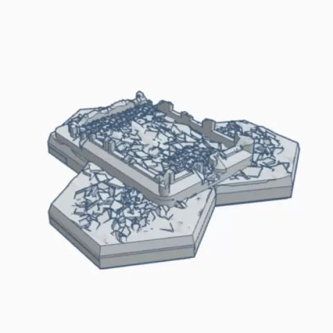 Modern Destroyed Small Store with Hex Base MDHB027 by Wargame Forge