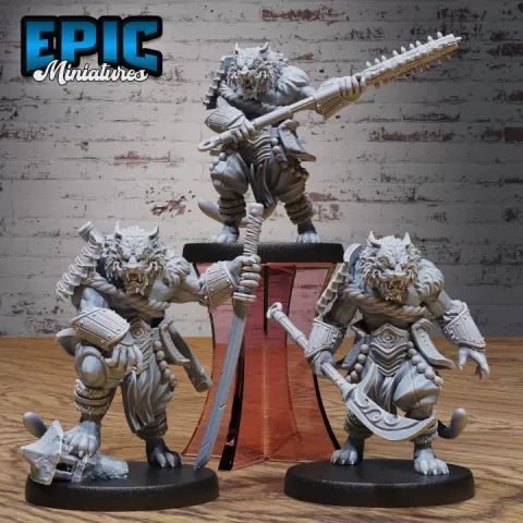 Tiger Folk Samurai Set / Predator Cat / Catfolk / Feline Beast / Sword Master Animal / Shaolin Warrior / Iron Fist Encounter by Epic-Miniatures