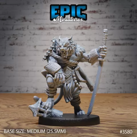Tiger Folk Samurai / Predator Cat / Catfolk / Feline Beast / Sword Master Animal / Shaolin Warrior / Iron Fist Encounter by Epic-Miniatures