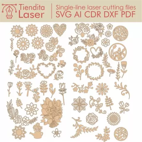 Flowers - Vectors for laser cutting