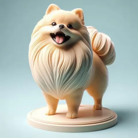 807 Laughing Pomeranian - Full-Color 3D Model, fantasy, pug, dachshund, poodle, cat, dog, monkey, zebra, animal, armadillo, lion, fox, faun, pomeranian, troll, platypus, majestic, sculpture, fantasy, crocodile