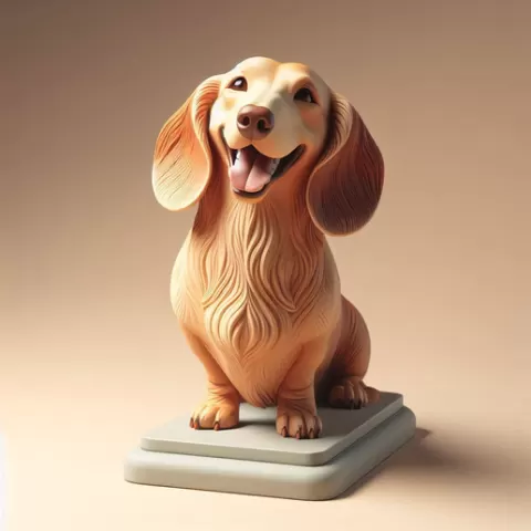 803 Laughing Dachshund - 3D-Printed Ivory-Style Statue, humor, dachshund, poodle, decorative, camel, minimalist, monkey, pug, lion, pomeranian, donkey, wolf, bear, newfoundland, miniature, dog, penguin, figurine, STL