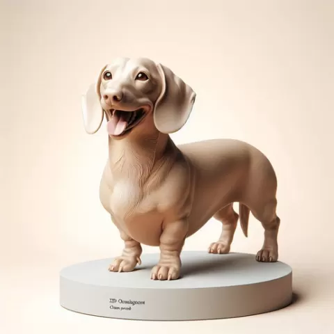 802 Laughing Dachshund - 3D-Printed Ivory-Style Statue, pug, dachshund, poodle, cat, dog, monkey, zebra, beagle, armadillo, lion, fox, faun, pomeranian, troll, platypus, majestic, sculpture, fantasy, STL