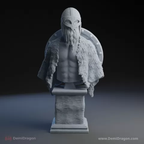 Historical Viking Bust and Plinth: A Tribute to Norse Valor by DemiDragon