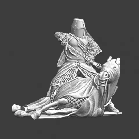 Swedish crusader knight - Standing over wounded horse by Northern Crusades Miniatures