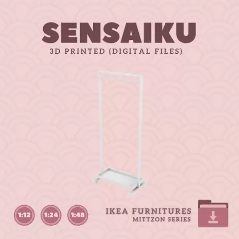 Miniature Replica 03. MITTZON Frame V3 with Clothes Rail for Miniature Dollhouse - IKEA - 3D Print Instant Download