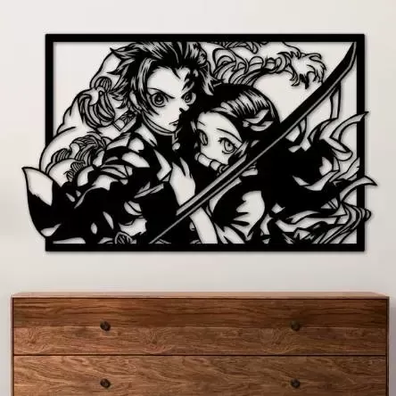 🔥🌸 Tanjiro & Nezuko 2D Wall Art – Rectangular Printable De - Chloe 31
