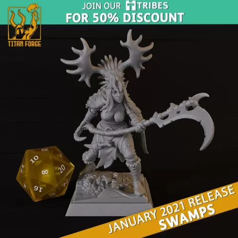 Elf Na'Leera Naturalist - Swamps - Titan Forge Miniatures January 2021 by Titan Forge Miniatures