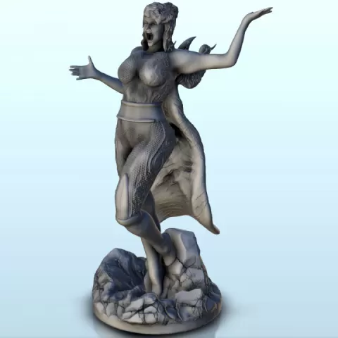 Sexy screaming warrior standing (nsfw version) - Medieval Fantasy Magic Feudal Old Archaic Saga 28mm 15mm by Hartolia Miniatures