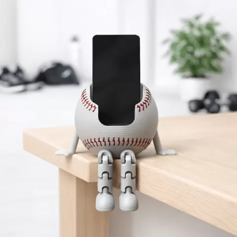Baseball Phone Holder | Flexi Funny Desk Stand | Articulated Sports | Sitting Flexible Legs