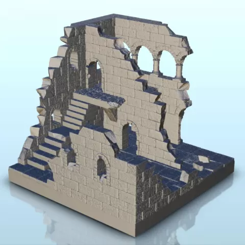 Ruin of old citadel with columns and stair (10) - Medieval Gothic Feudal Old Archaic Saga 28mm 15mm by Hartolia Miniatures