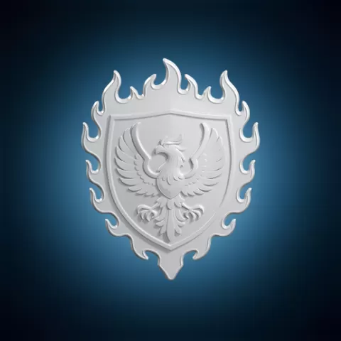 Phoenix Shield Lapel Pin 3D Print Model