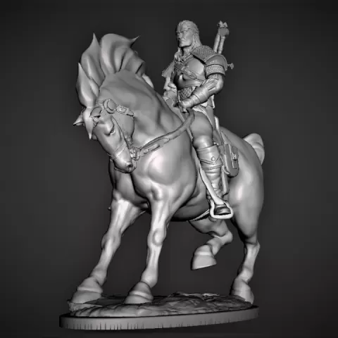 Geralt of Rivia the Witcher on Horseback by Rudolf Arendt