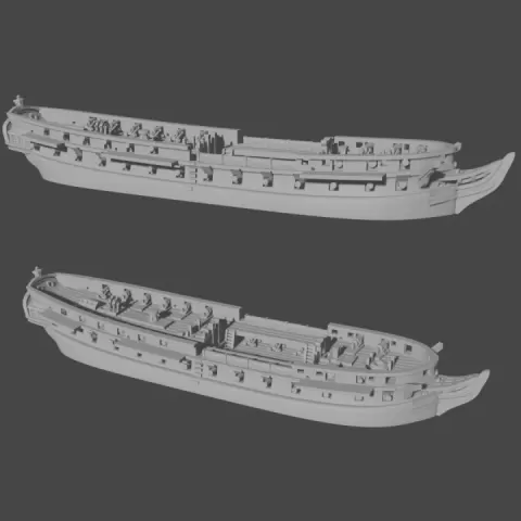 French/British Frigate Diane/HMS Niobe 5th rate (2-PACK) (38 guns), 1796-1816 & Blender Exporter, AOA-FR-5 by Turner Miniatures