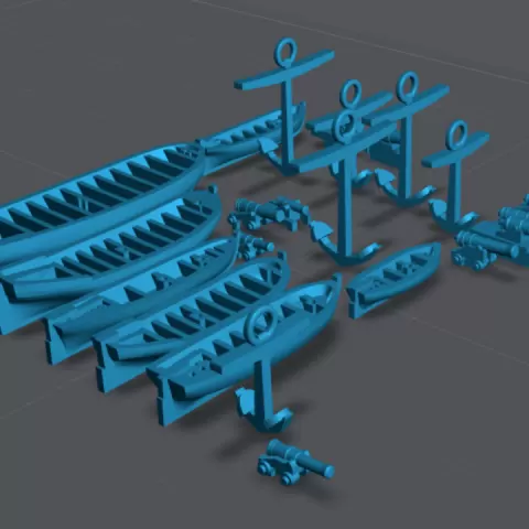 Naval Guns, Boats & Accessories & Blender Exporter (Age of Admirals) AOA-5 by Turner Miniatures