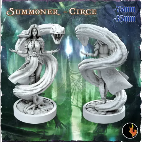 Summoner Sorceress Circe - Female Summoner Sorceress - 75mm + 35mm Scale by Ravi Sampath
