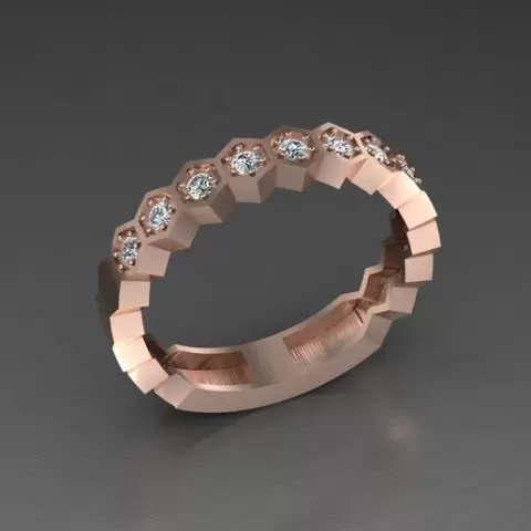 hexagonal round diamond engagement jewelry ring