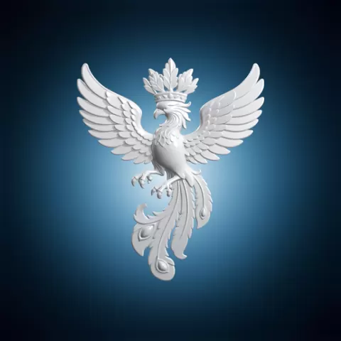 Crowned Phoenix Brooch 3D Print Model