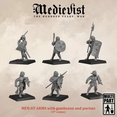 Men-at-arms with gambeson and pavises / 15th century by Medievist: Miniature & Games